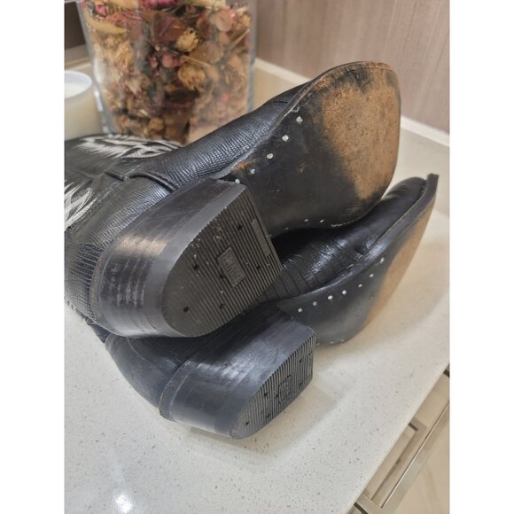 Cowtown USA Cowboy Black Boots Men’s 10.5 D Exotic Western EUC Black - Picture 6 of 10